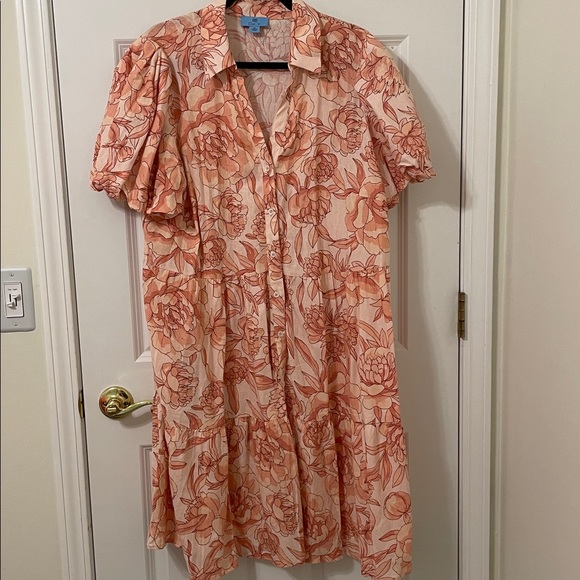 CeCe Peach Floral Button Front Dress 2X NWOT - Picture 1 of 7